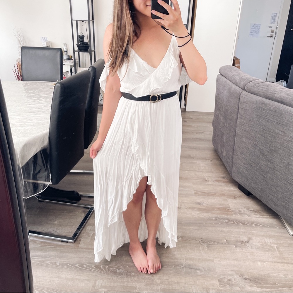 Never Worn White Fairy Off Shoulder High Low Maxi Dress - NO BELT
